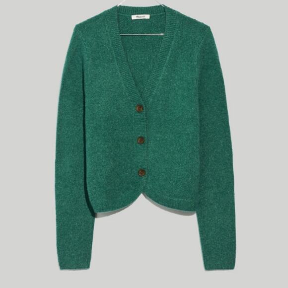 Madewell Womens Haskell Wool Blend Crop Cardigan Sweater Coziest Textured Yarn S - Picture 2 of 9